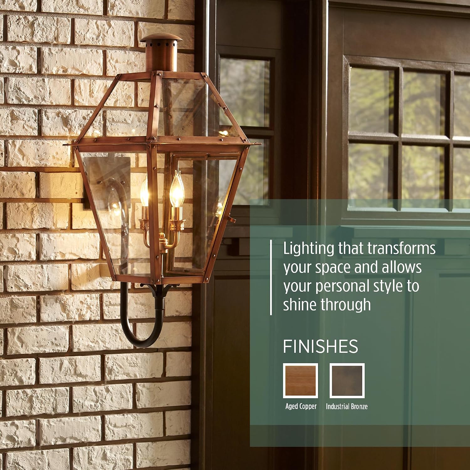 Quoizel Rue De Royal Charleston Outdoor Wall Lantern, 22.5 Inch 1-Light Aged Copper Vintage Wall Sconce, French Country Wall Light, Clear Glass, Outside Lights for Patio, Porch, Garage or Yard