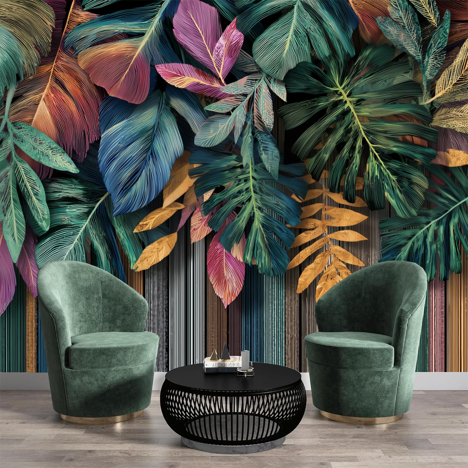 Feuillage tropical papier peint panoramique pour transformer votre salon en oasis bohème