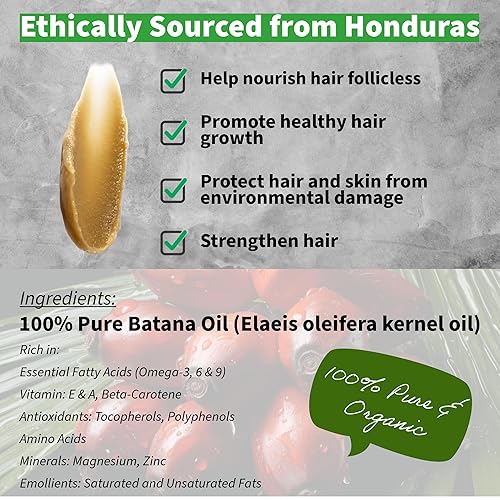 Miniatura 2 de Aceite de botana para el crecimiento del cabello, Dr. Sebi orgánico, 100 % puro de Honduras, bantana natural cruda, aceite de batana estropeado,