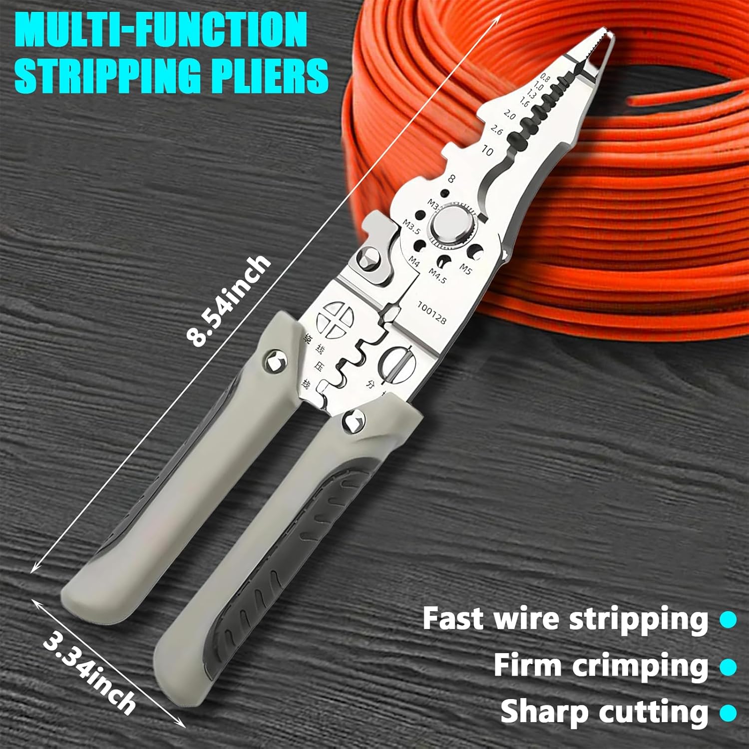 Multi-Function Wire Stripper and Cutter, Industrial-Grade Electrical Pliers, Wire Breaker, Crimping Tool, and Cable Stripping Tool for Electricians