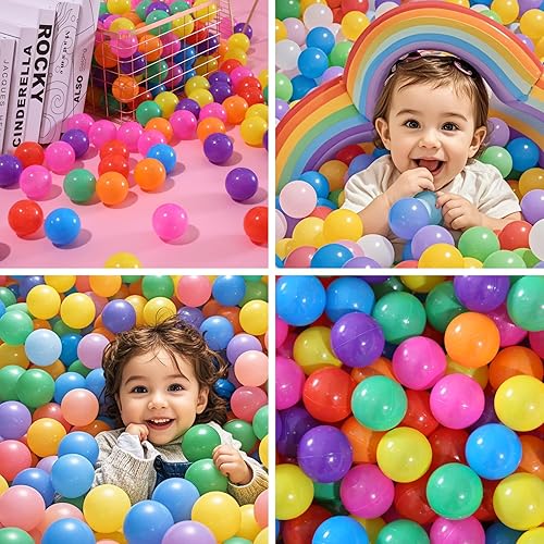 Miniatura 3 de PlayMaty Colorful Ball Pit Balls - 100 Pieces Phthalate Free BPA Free Plastic Ocean Balls Crush Proof Stress Balls for Kids Playhouse