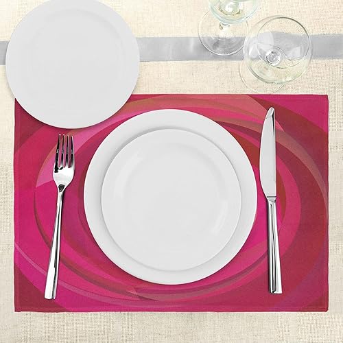 Miniatura 3 de Ambesonne Juego de 4 manteles individuales de tela lavable para mesa de comedor, color rosa intenso inspirado en espirales abstractos de vórtice en