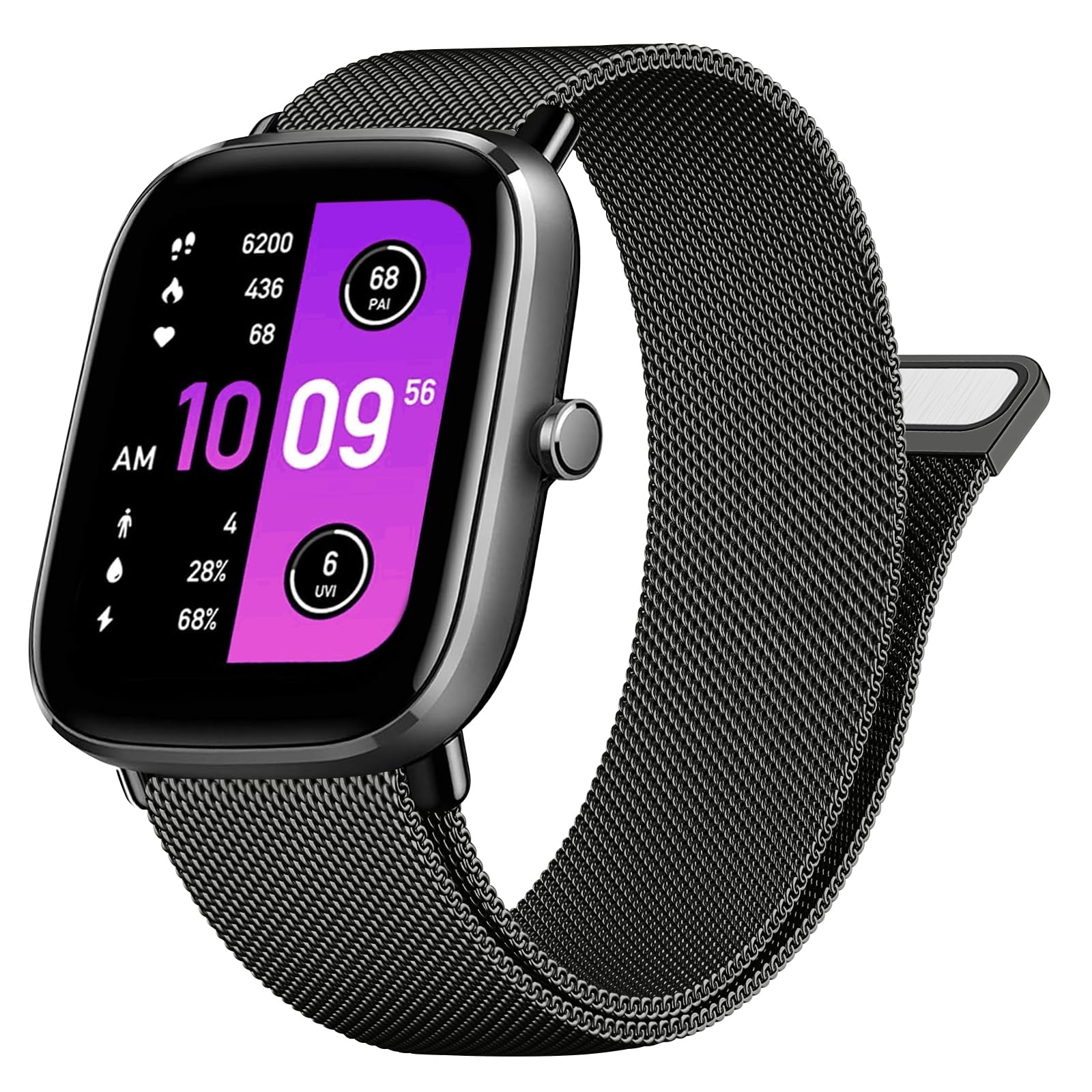 Meliya Strap for Amazfit GTS 2 Mini/GTS 4 Mini/GTS 4/GTS 3/GTS 2e/GTS 2/GTR Mini/GTR 42mm/Amazfit Active, Metal Stainless Steel Magnetic Replacement Wristbands for Amazfit GTS Men Women(Black)