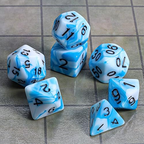 Vista 100 de CiaraQ DND - Juego de dados poliédricos con una bolsa de dados negra para juegos de mesa de rol D&D RPG MTG Rojo mezclado con naranja + purpurina