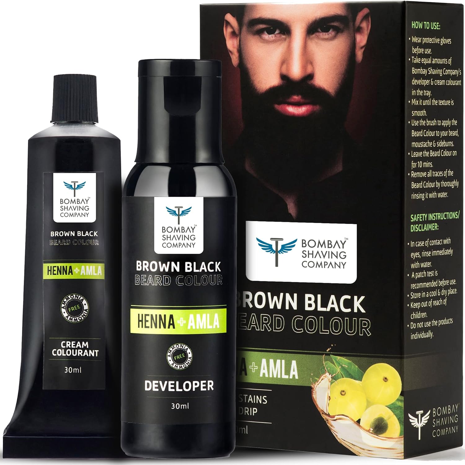 Bombay Shaving Company Beard Colour For Men (Brown Black) with Henna & Amla | Ammonia & Sulphate Free | Made in India