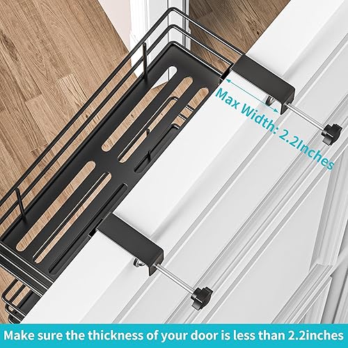 Miniatura 2 de Organizador de almacenamiento ajustable sobre la puerta, estante de especias para cocina, organizador de puerta colgante negro, 3 niveles