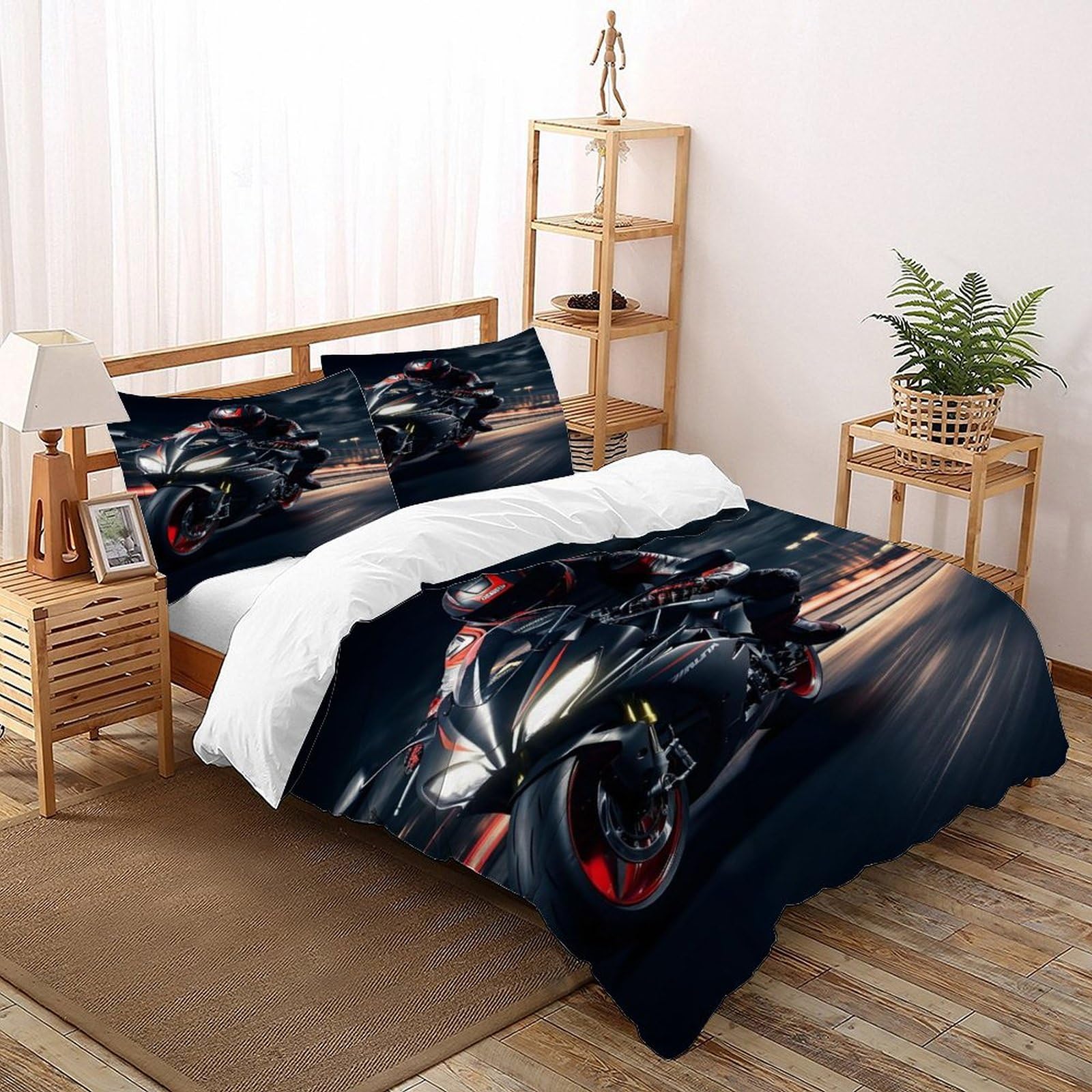 Housse de couette chic fusée noire literie haut de gamme 135x200cm