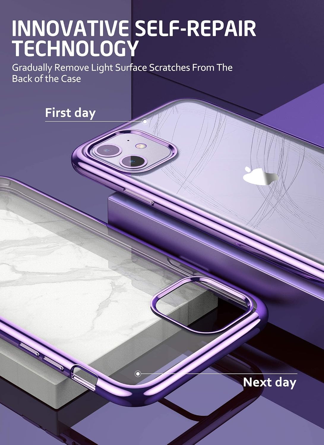 SUPCASE [Unicorn Beetle Electro Series Phone Case for Apple iPhone 11 2019 6.1 inch Case, Metallic Electroplated Edges, Slim Full-Body Protective Case with Built-in Screen Protector (Purple)