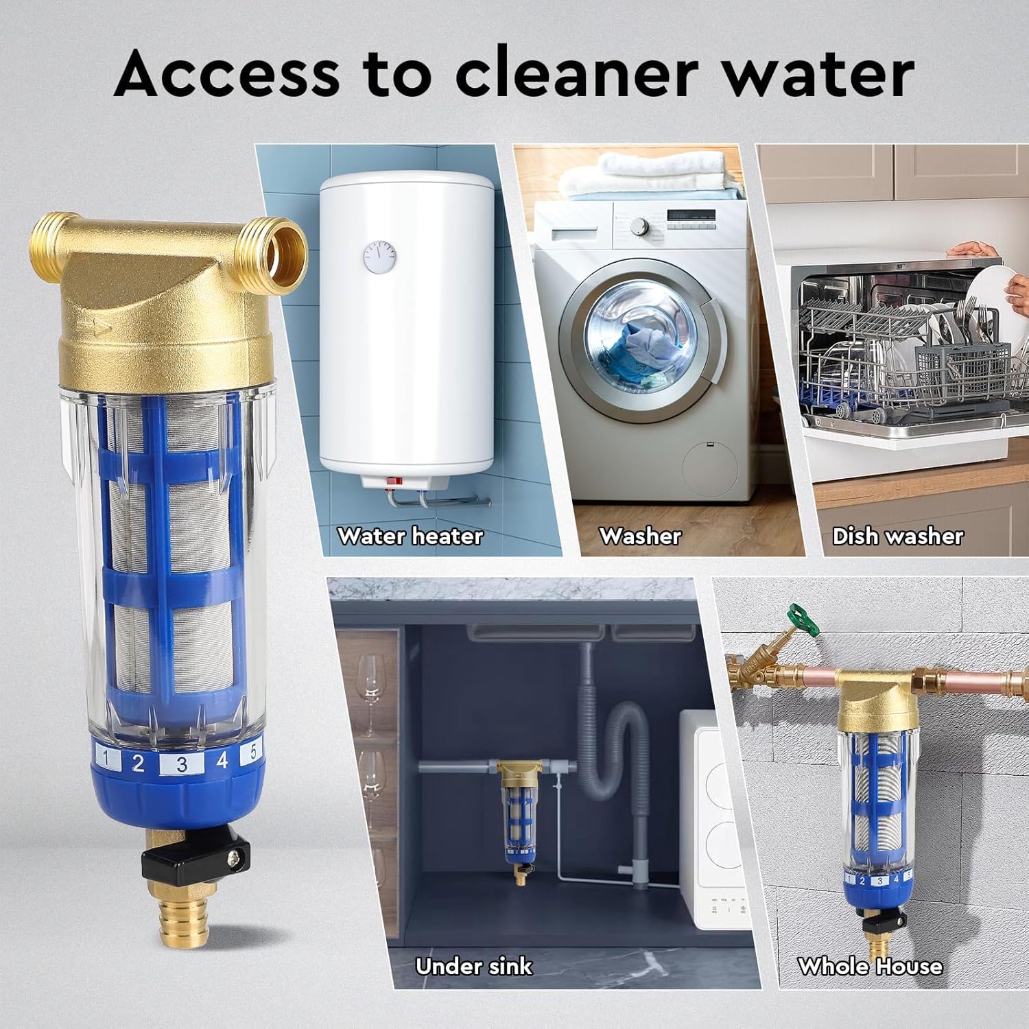 Sedimentfilter, Ganzes Haus Wasserfiltergehäuse Wiederverwendbares Ganzes Haus Spin-Down-Sediment-Wasserfilter Raffinierter Kupferkopf Spin-Down-Sediment-Vorfilter