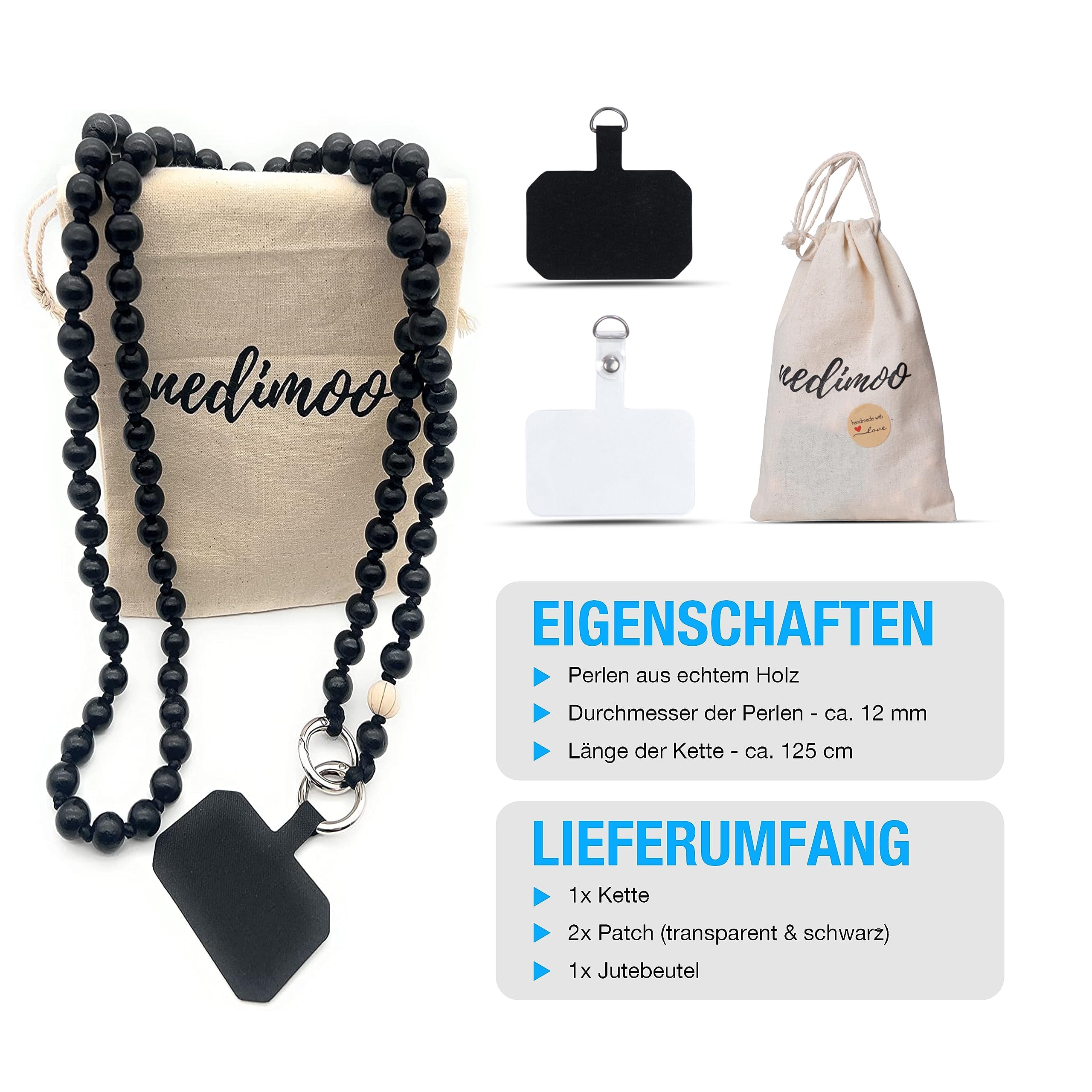 Simarro Handykette Mit Amazonit-Perlen – 28 Cm, Universell, Inkl. Halterung & Schlüsselband