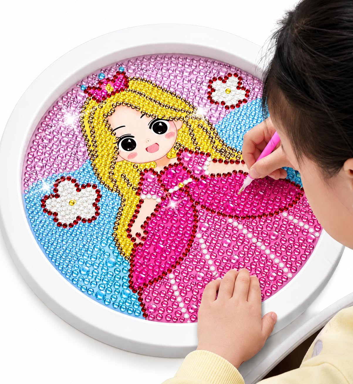 DIY Diamond Painting Kit with Round and Heart Shape Frame for Kids | Arts & Crafts for Boys & Girls, 2 Frame Shapes, Cartoon Animal Designs, Random Design Sent, Includes Pen Tool-image-28