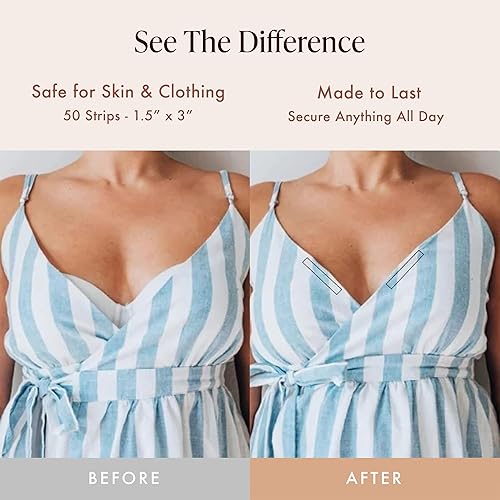 Miniatura 5 de Bare Babe Cinta de ropa de moda de doble cara, cinta transparente para ropa, cuerpo y todos los tonos de piel (50 tiras), Transparente