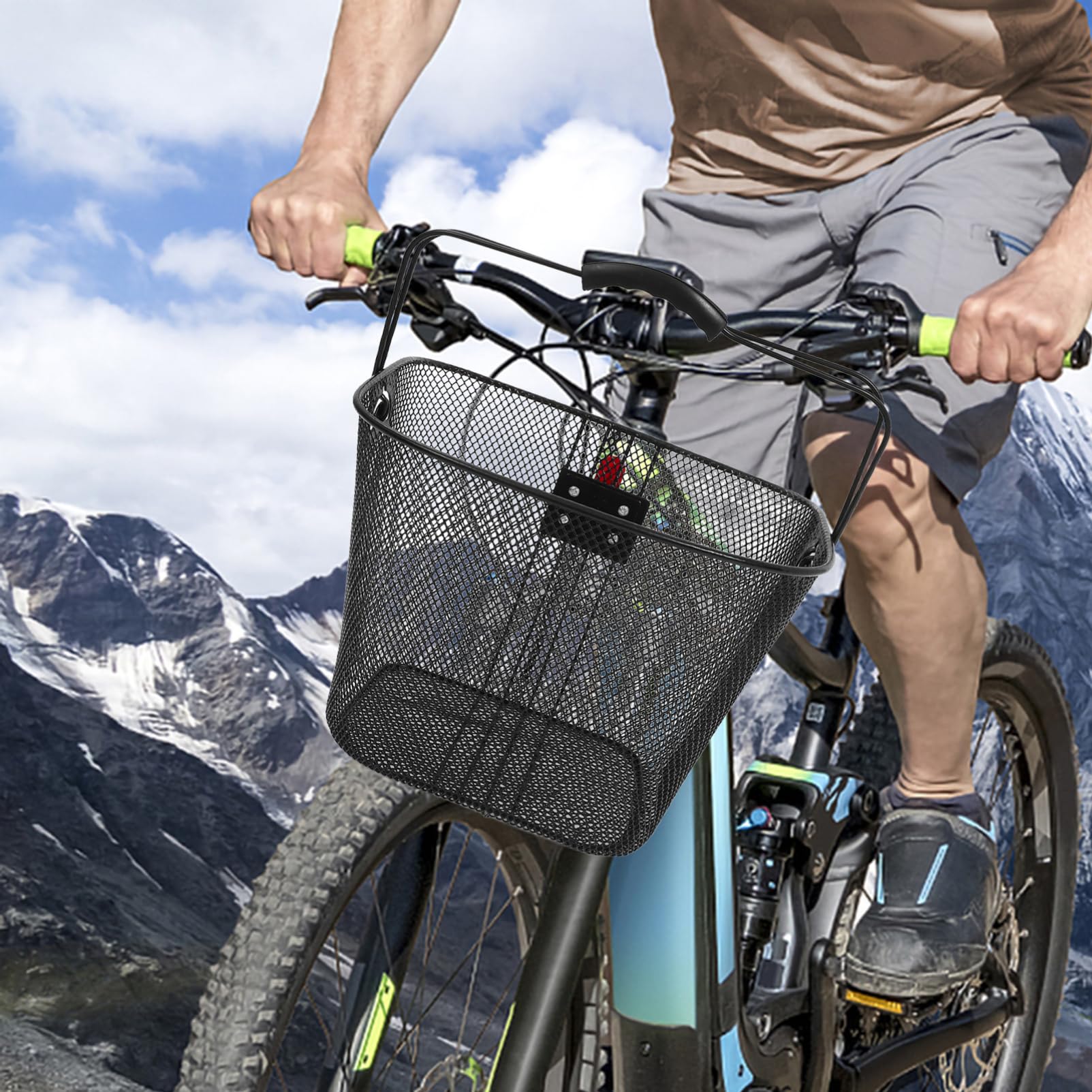 Sosoport Cesta para Bicicleta de Montaña Desmontable de Hierro Negro | Plástico, Uso Exterior, Efecto Decorativo, Formato Portátil, Accesorios Bici