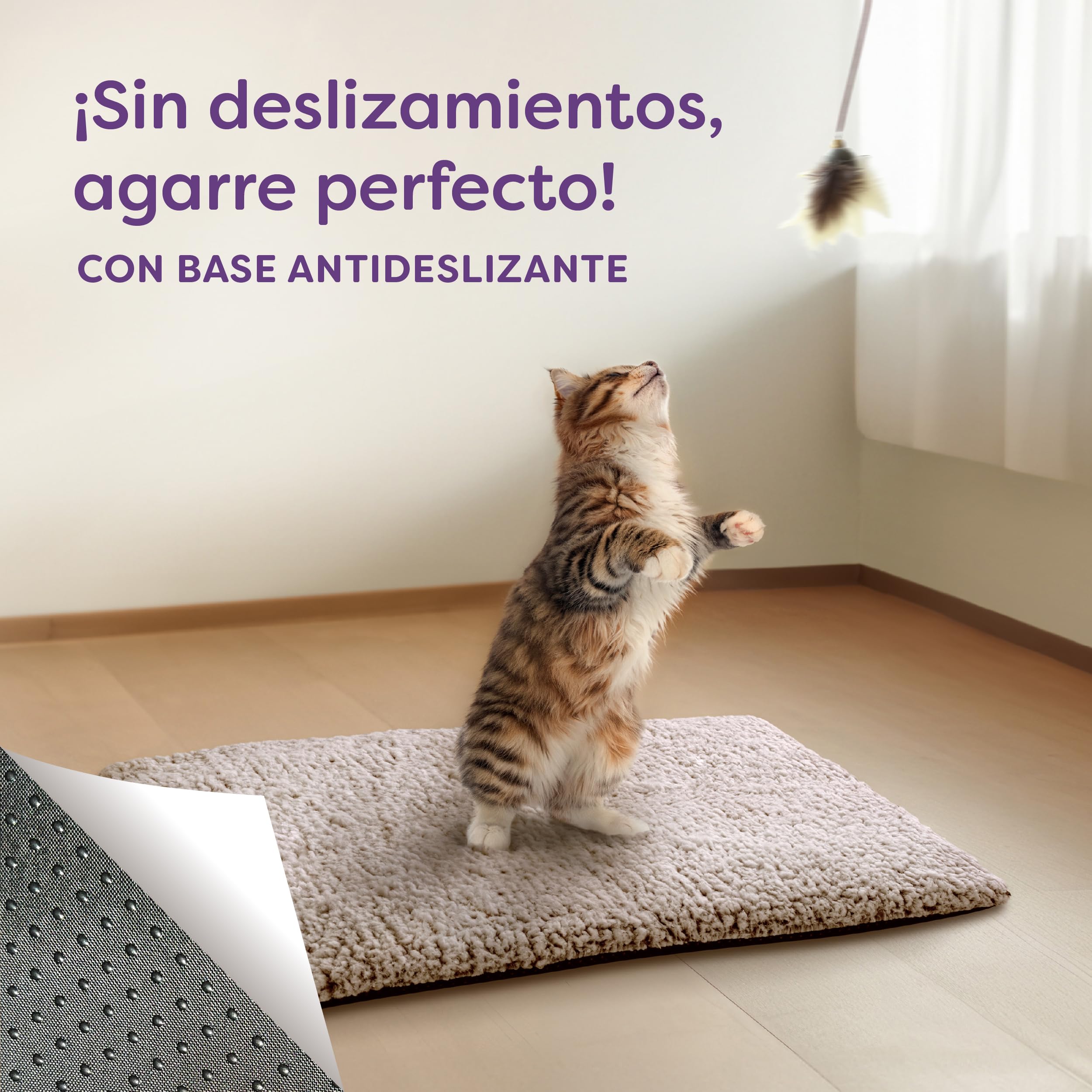 Knupis Manta Térmica Gatos & Perros 60x45cm - Manta Térmica Autocalentado Reducción de Ruido para Gatos y Perros Pequeños - Alfombra Calefactora -Funda Lavable - Estabilidad Reforzada (Marrón)