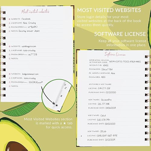 Miniatura 5 de PLANBERRY Libro de contraseñas premium  Organizador de direcciones de Internet alfabetizado con pestañas A-Z  Sitio web y contraseña de computadora