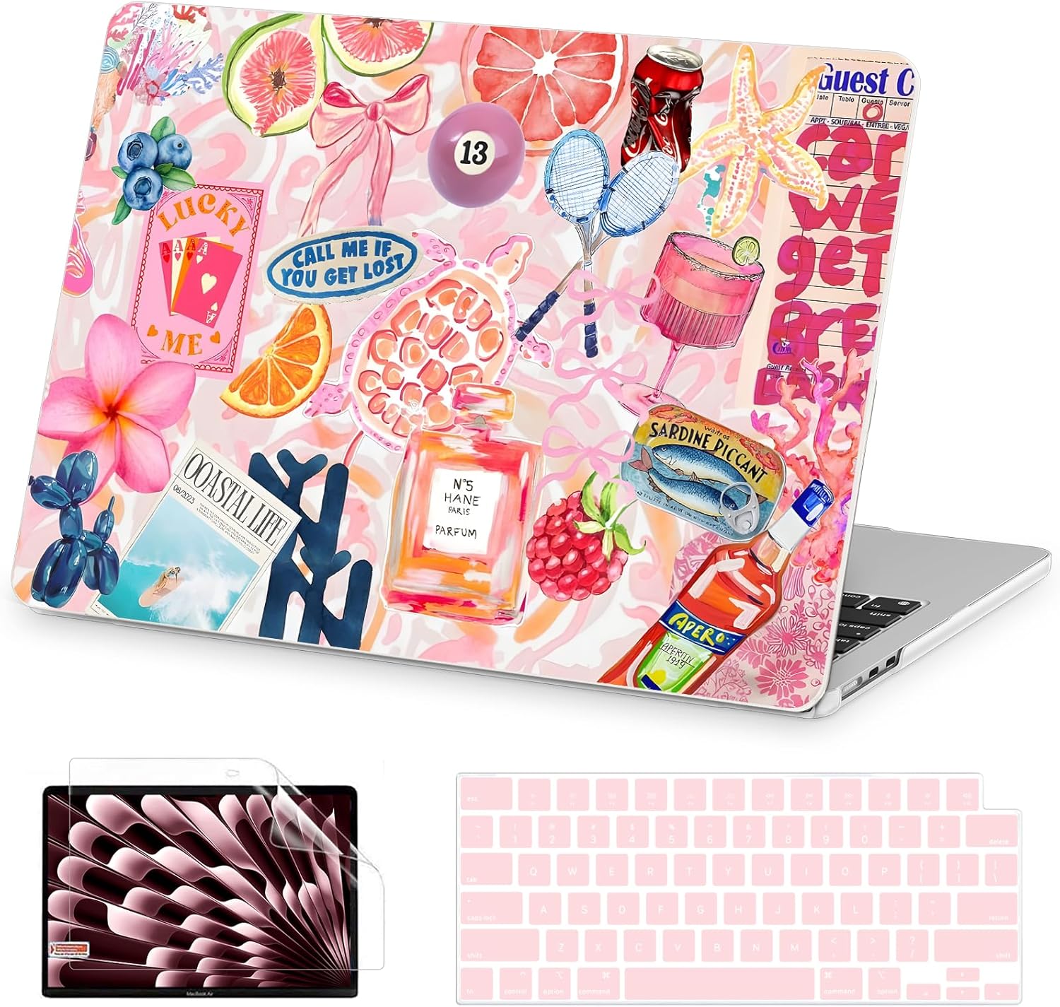 AKIT Compatible with MacBook Air 13 inch Case 2025 2024-2022 M4 M3 M2 A3240 A3113 A2681, Pattern Hard Shell Laptop Case+Screen Protector+Keyboard Cover for MacBook Air 13.6 inch 2025, SumPink AKIT Compatible with MacBook Air 13 inch Case 2025 2024-2022 M4 M3 M2 A3240 A3113 A2681, Pattern Hard Shell Laptop Case+Screen Protector+Keyboard Cover for MacBook Air 13.6 inch 2025, SumPink