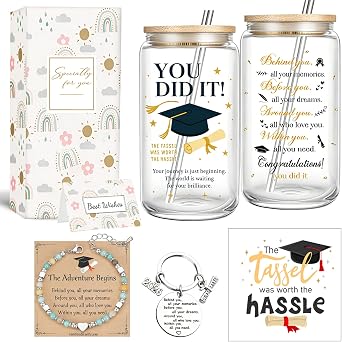 Graduation Gift Set for Women - "You Did It" Tumbler with Straw Graduation Gifts Set for Her 2026 College Graduate Gift Box for PhD Masters Degree