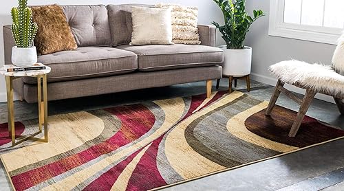 Miniatura 2 de Unique Loom Barista Collection - Alfombra moderna a cuadros, contemporánea, multicapas, Polipropileno, beigeoliva