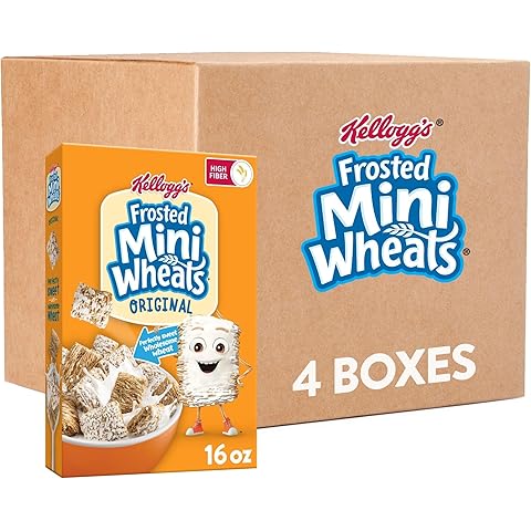 Kellogg's Frosted Mini-Wheats Breakfast Cereal, Kids Cereal, Family Breakfast, Original (4 Boxes)