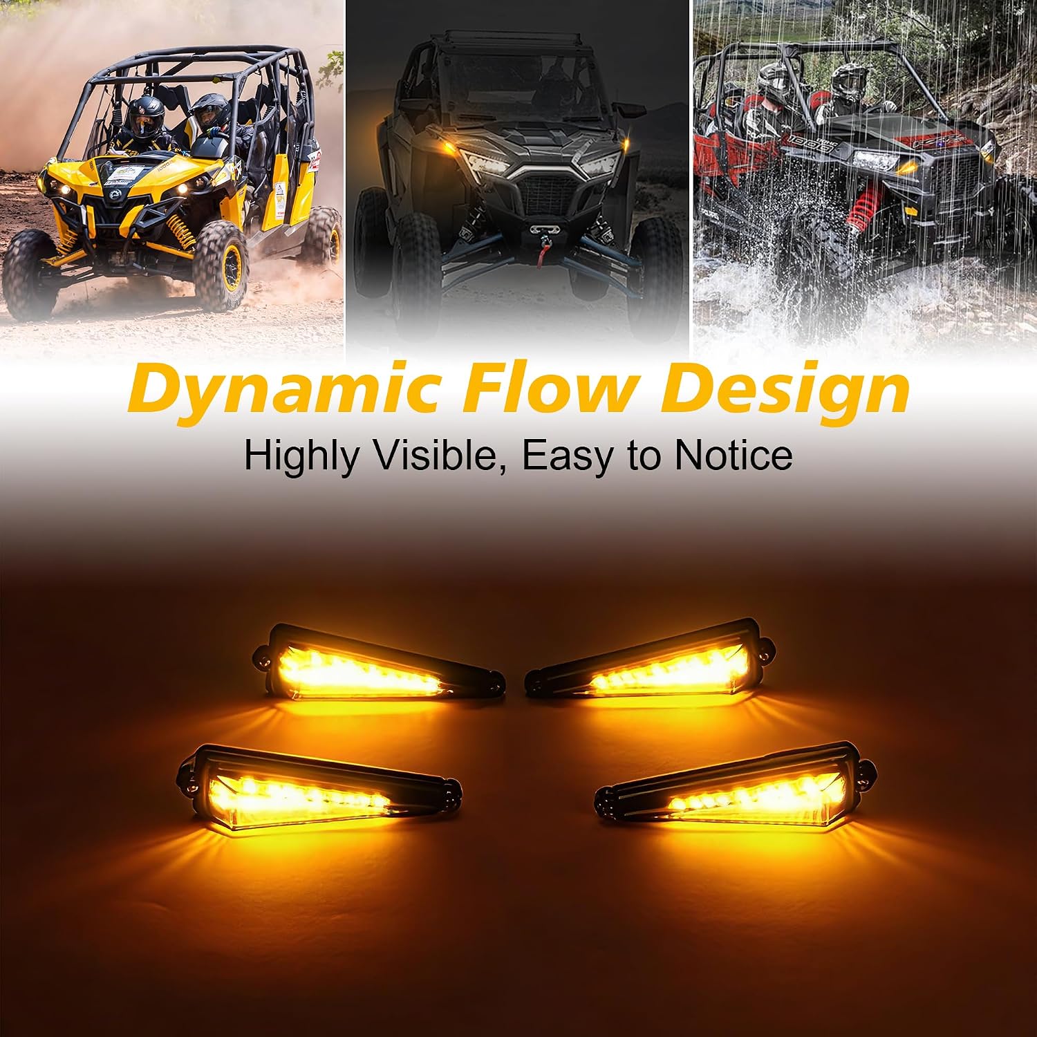 Universal UTV Turn Signal Kit with 110dB Horn, Plug and Play, Pre-Wired UTV ATV Blinker Kit with Lever Column Switch, Street Legal Turn Signals Kit Compatible with Polaris, Can-Am, CFMOTO