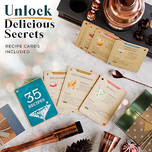 Miniatura 6 de BARE BARREL Mixology Bartender Kit Bar Set Juego de coctelera de 16 piezas Herramientas de mezcla de Martini Barware para el hogar Incluye 35