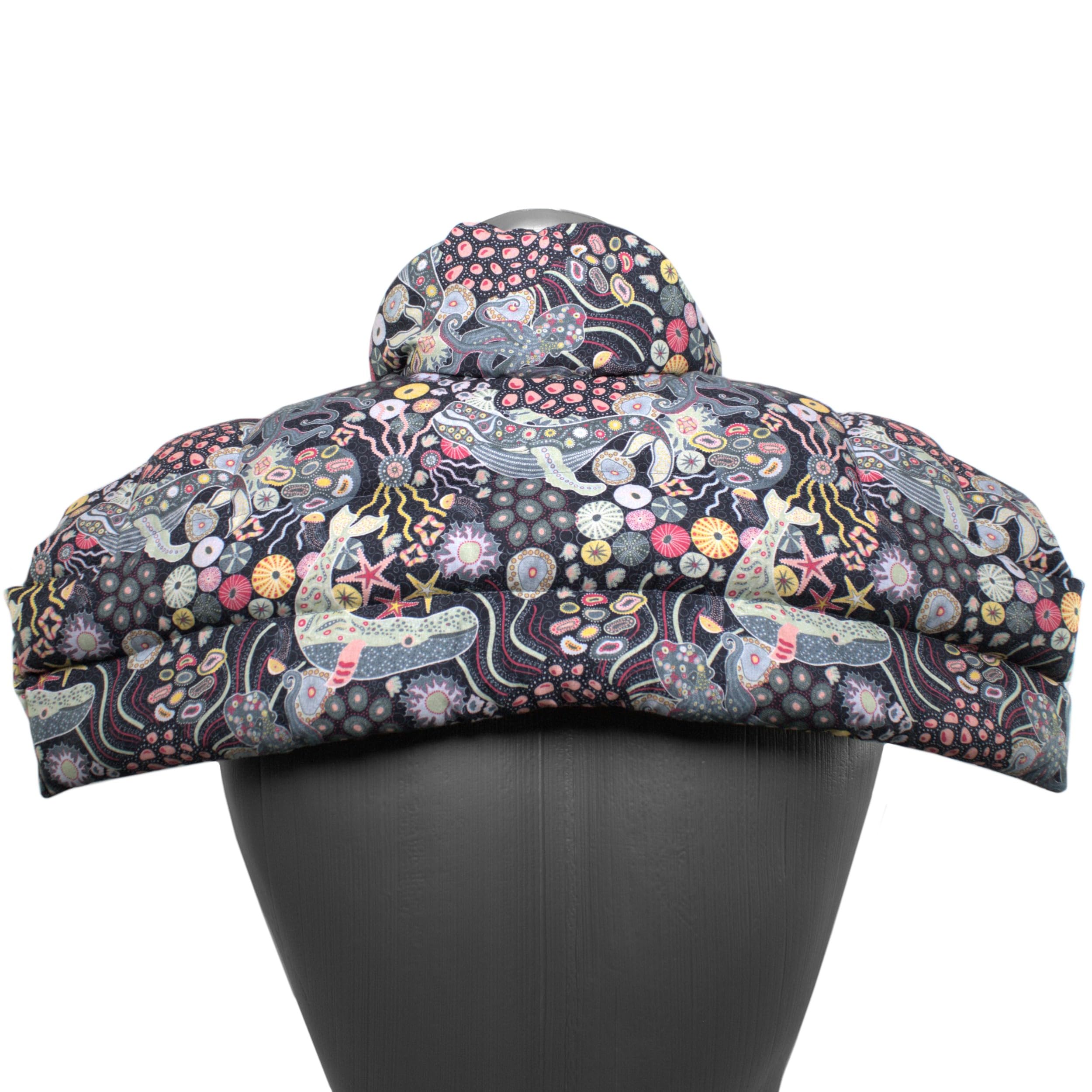 Coussin épaules et nuque avec col aux graines de colza - sous l´océan - Coton Bio - coussin thermique Coussin aux graines