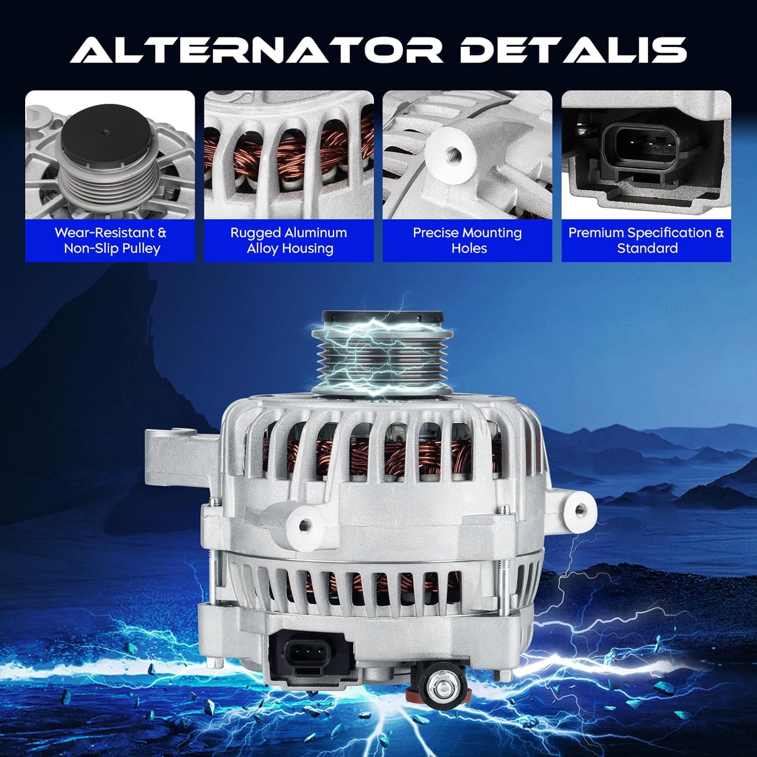 New Alternator for Ford Expedition 4.6L 5.4L 2003-2004, for Lincoln Navigator 5.4L 2003-2004, Automotive Replacement Alternators for 3L74-10300-AA 3L74-10300-BA