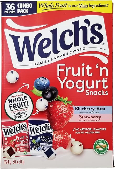 Welch's Fruit 'n Yogurt Snacks, 36 × 20 g - Delicious Fruit-Flavored Snacks Coated in Creamy Yogurt