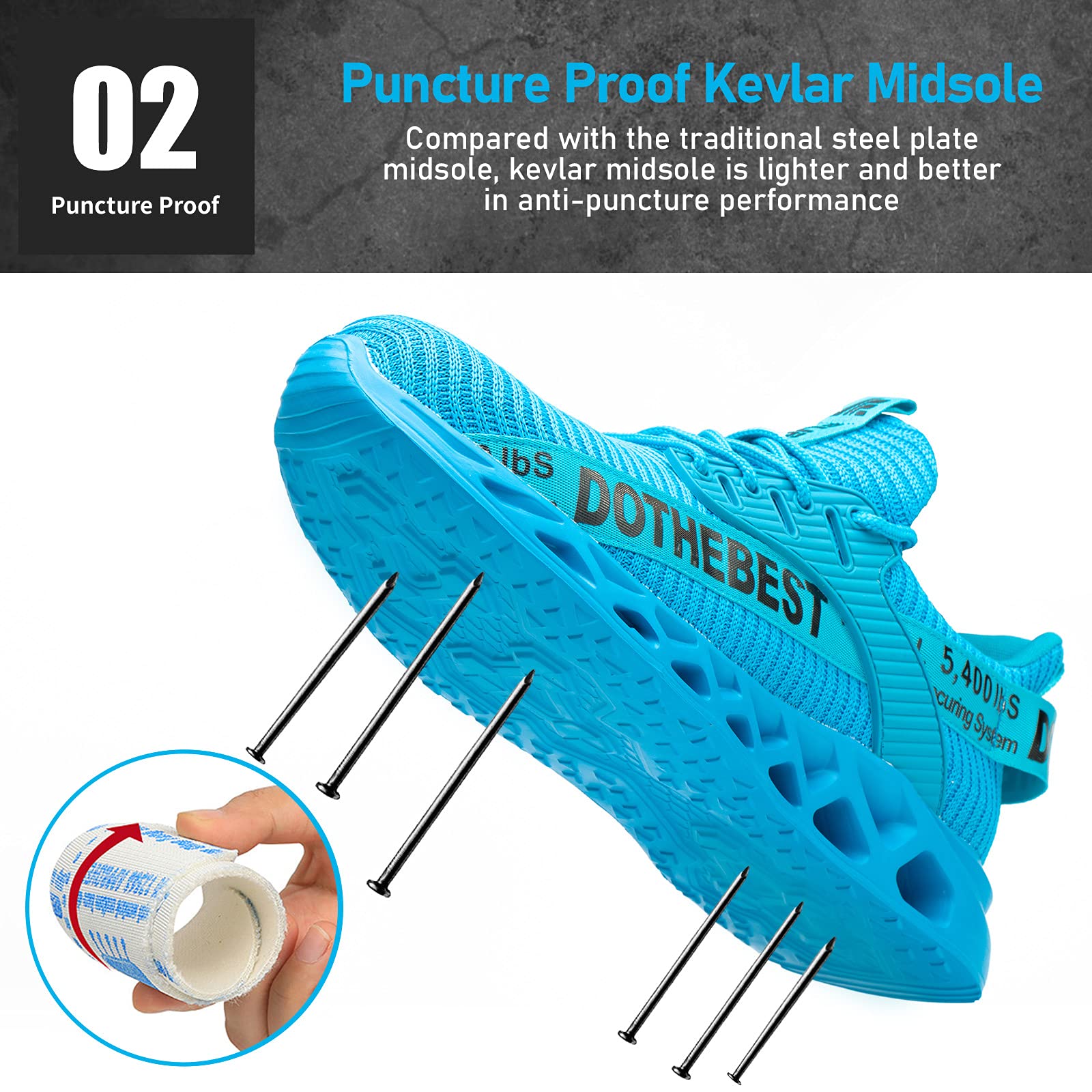 Furuian Scarpe Antinfortunistiche Uomo Donna Leggere Traspiranti Scarpe da Lavoro con Punta in Acciaio Sportive Sicurezza Scarpe