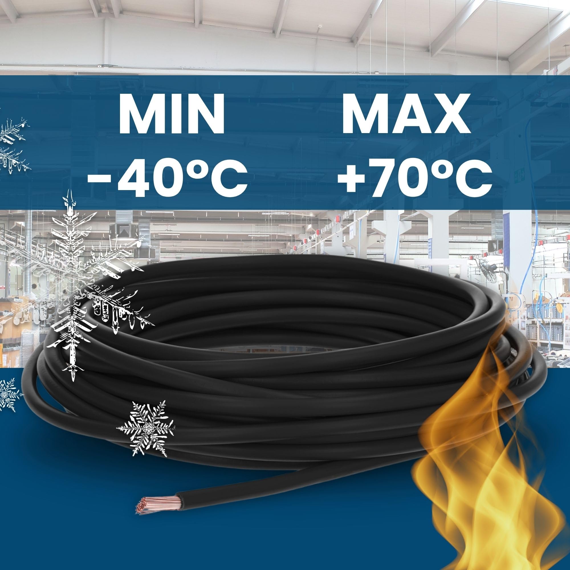 Kalitec Cable de Cableado H07V-K 10 mm² Negro - 2 Metros de Cable Flexible para Armario Eléctrico - Litze 10 mm2 - Cableado Hostil