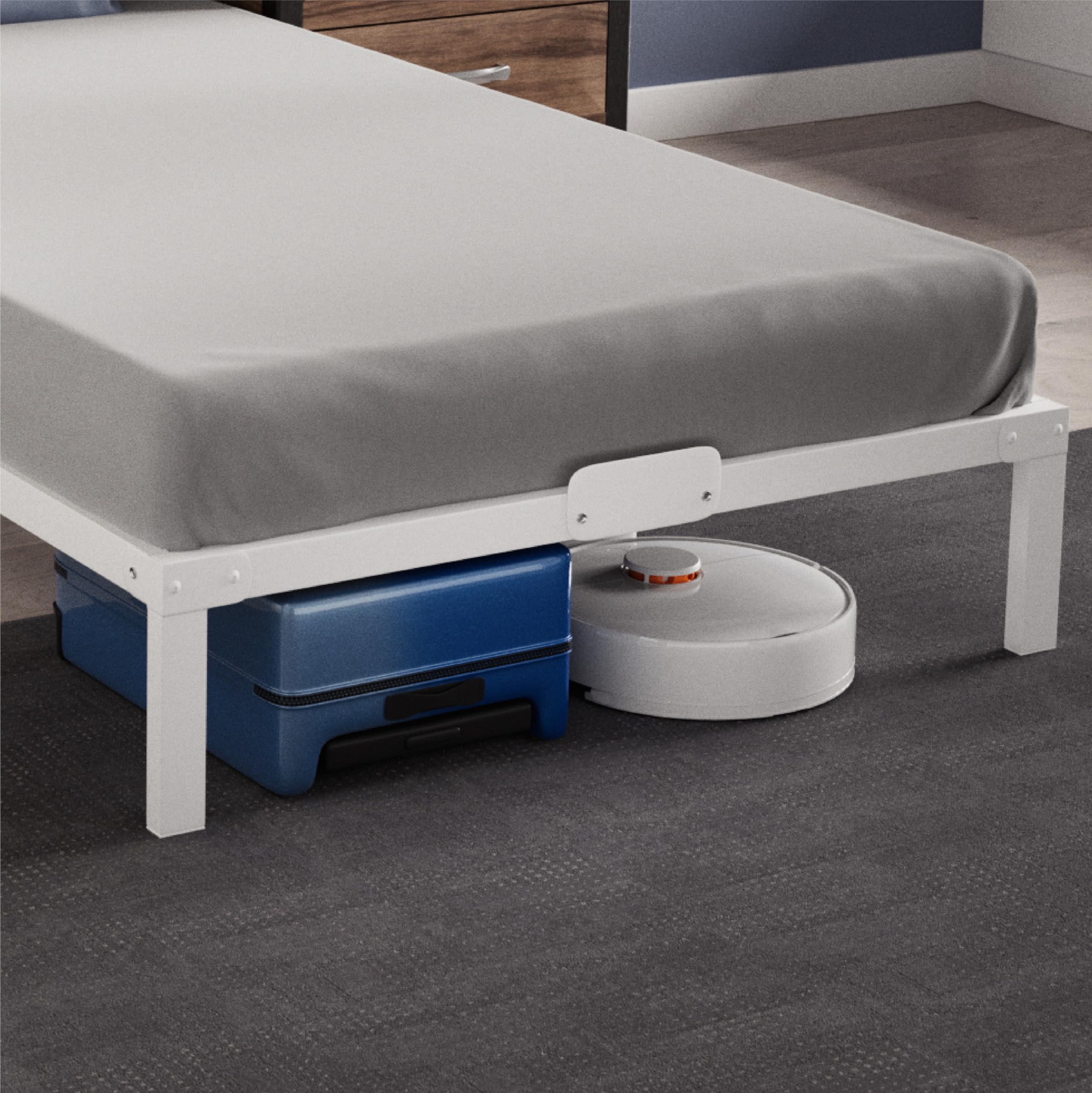 Dreamzie Cama de Metal 90x190 con Somier Blanco - Altura de 35 cm - Somier 90x190 con Patas