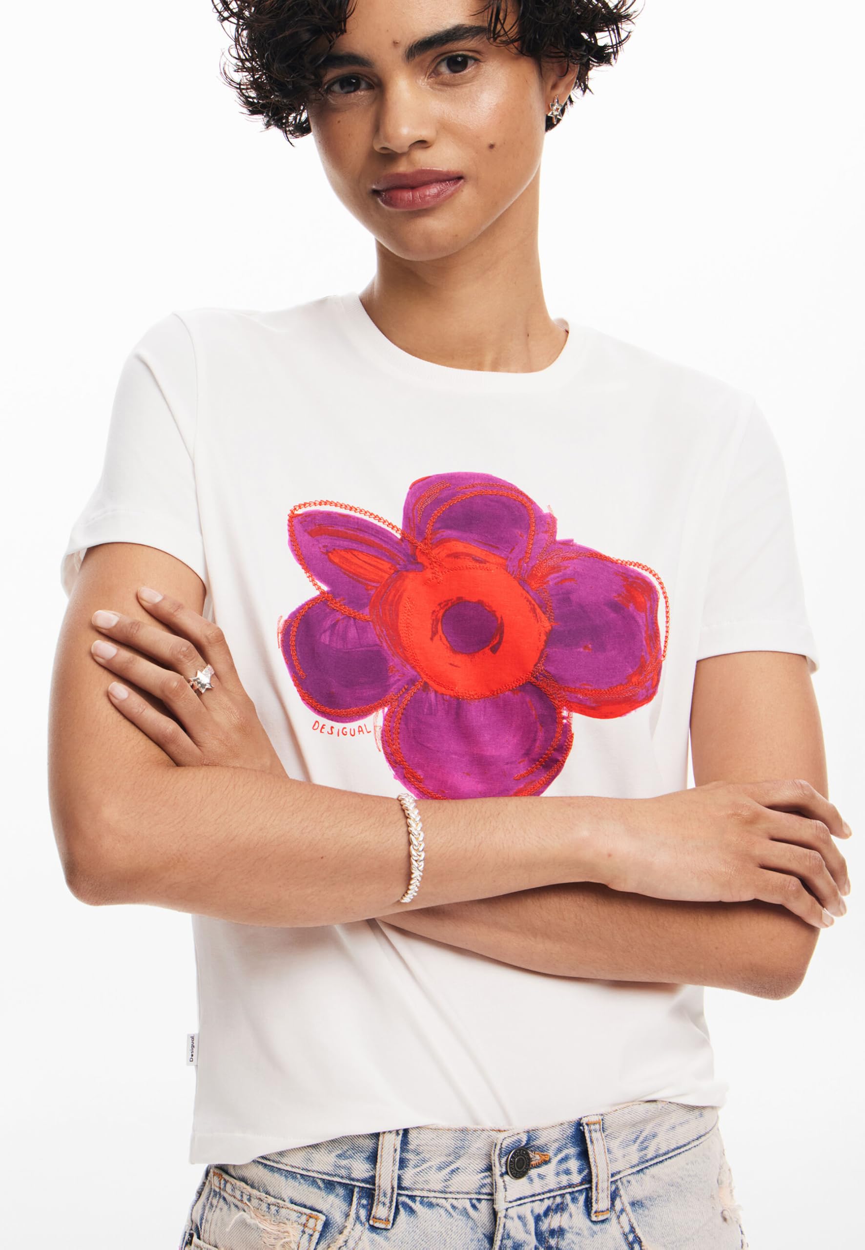 Desigual Koszulka Kobiety Woman Knit T-shirt Z Krótkim Rękawem