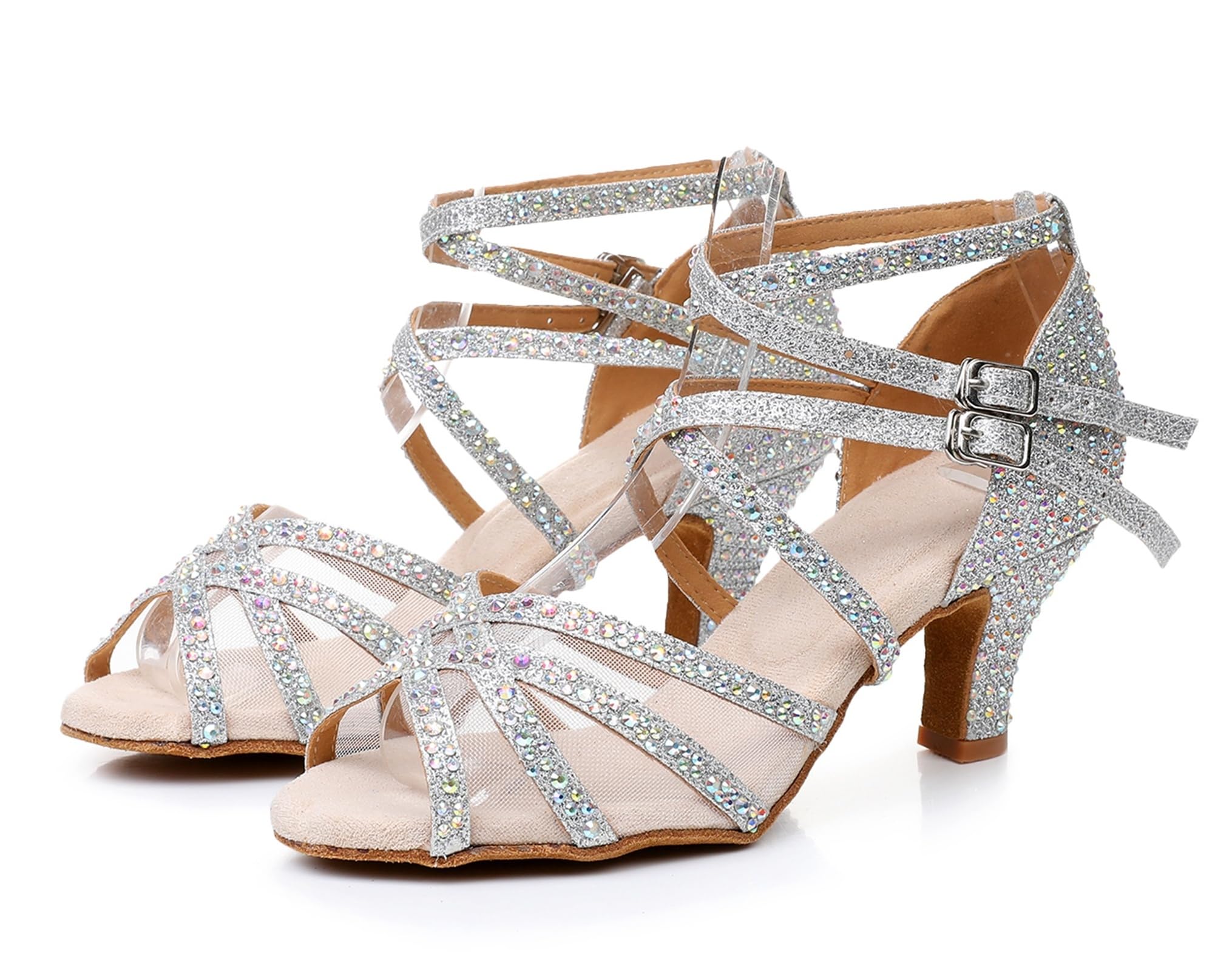 Damen Tango Salsa Tanzschuhe Glitzer Hochzeit Abend Sandalen Schuhe