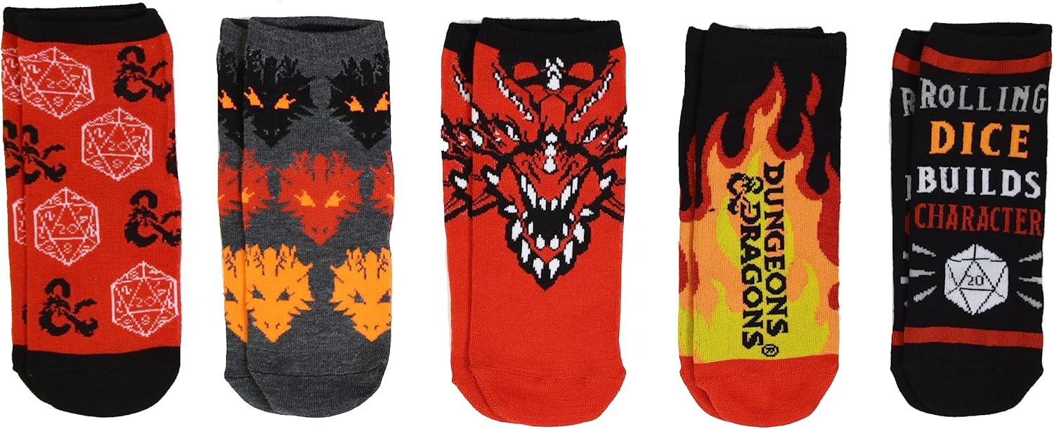 Hyp Dungeon and Dragons Dragons Dice 5 Pack Ankle Socks