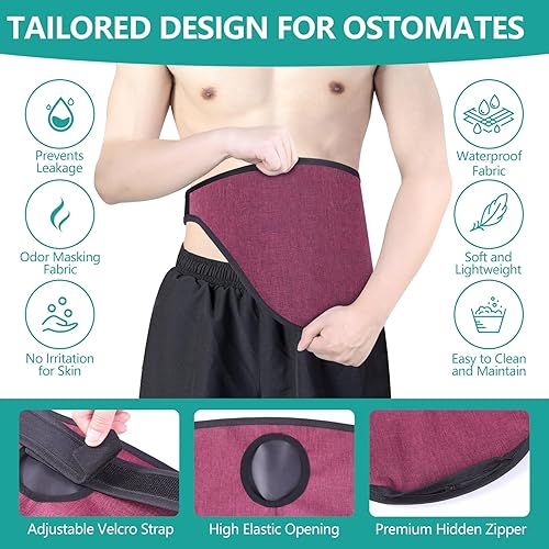 Miniatura 2 de Cinturón de soporte para ostomía, suministros de ostomía, cinturón sigiloso para bolsa de ostomía, bolsillo interior para guardar la bolsa de