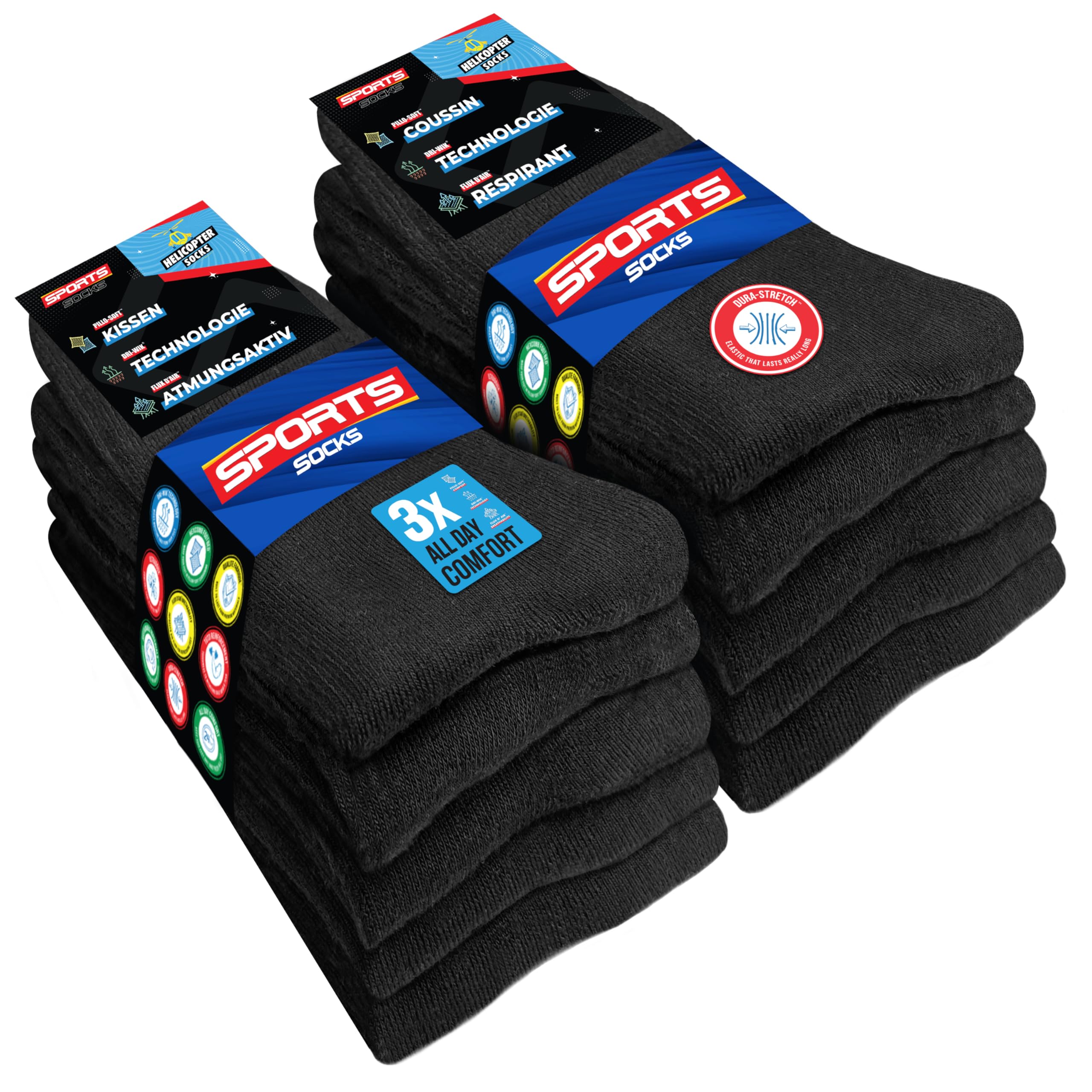 SOXCO 10 Paia Calzini Uomo Sportivi Spugna Running Trekking, Confezione da 10