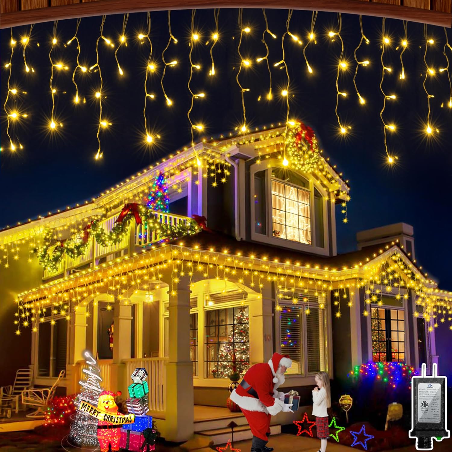 66ft LED Christmas Lights Outdoor with 140 Drops, Christmas Decorations