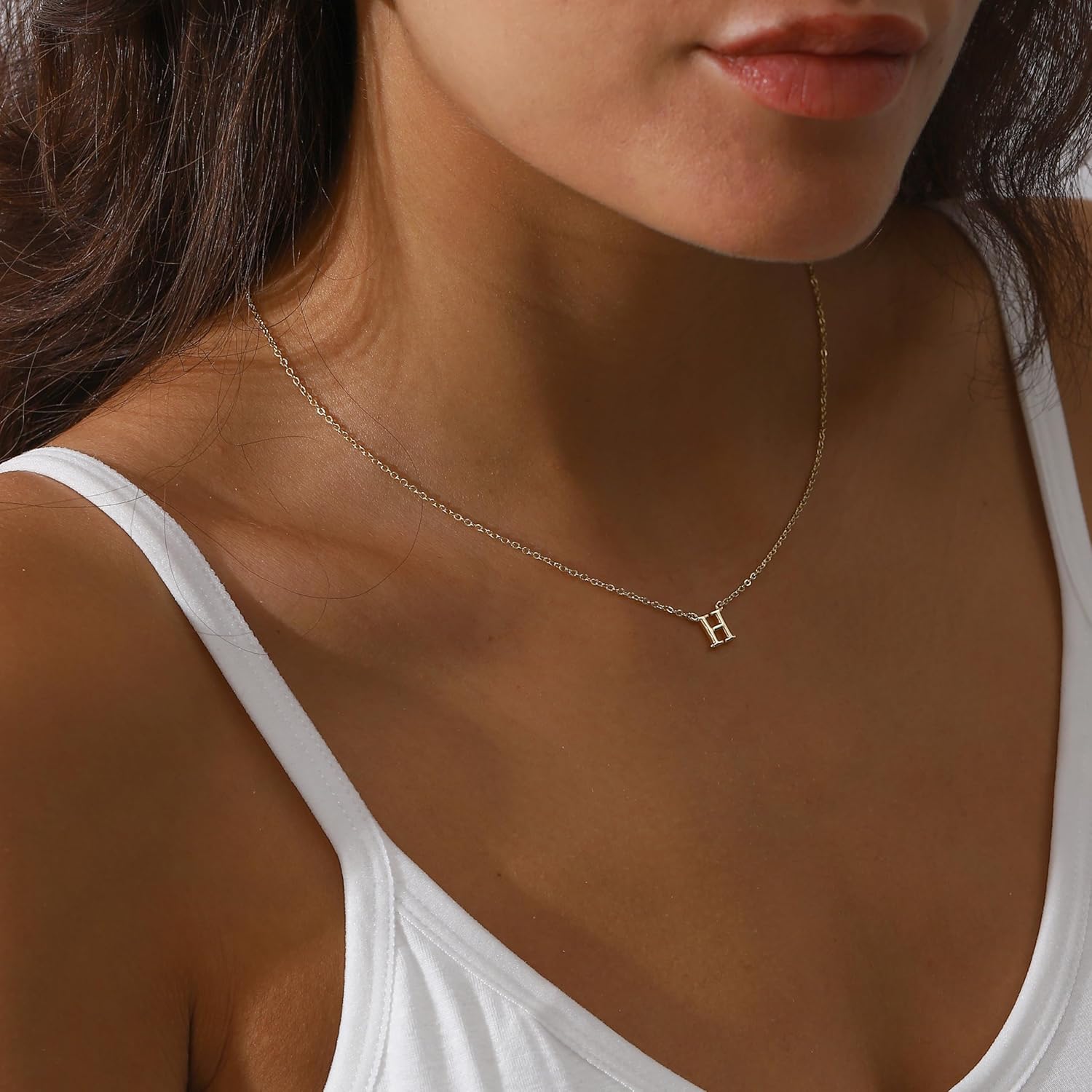 Initial Necklace for Women, 14k Gold Plated Dainty Gold Letter Necklace, Personalized Initial Pendant Necklace Gold Choker Necklace for Women - Image 2
