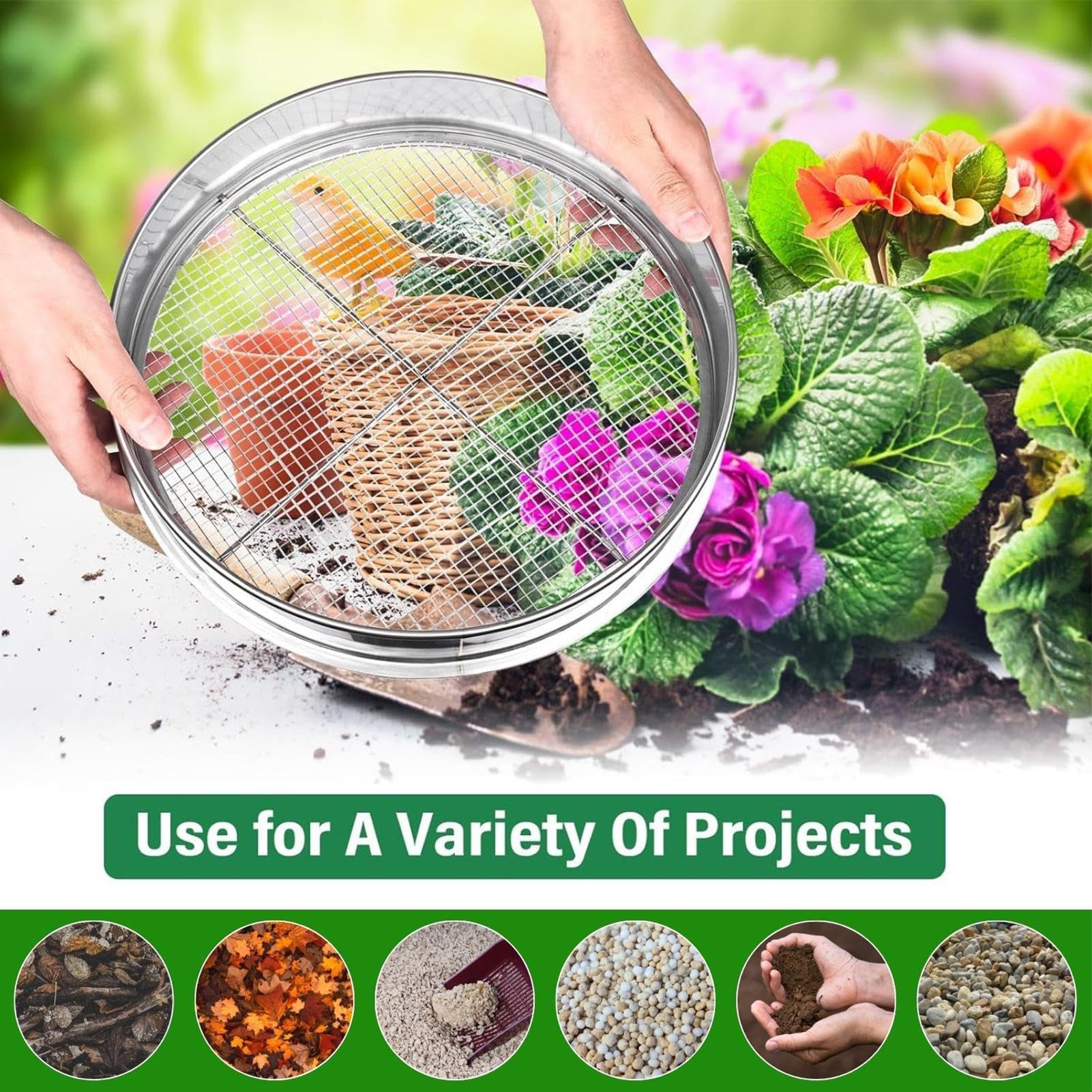 Cribado de compost genérico – Malla de cribado compacta para jardín, tela de tamizado para guijarros, para jardinería, macetas de césped y basura de compost