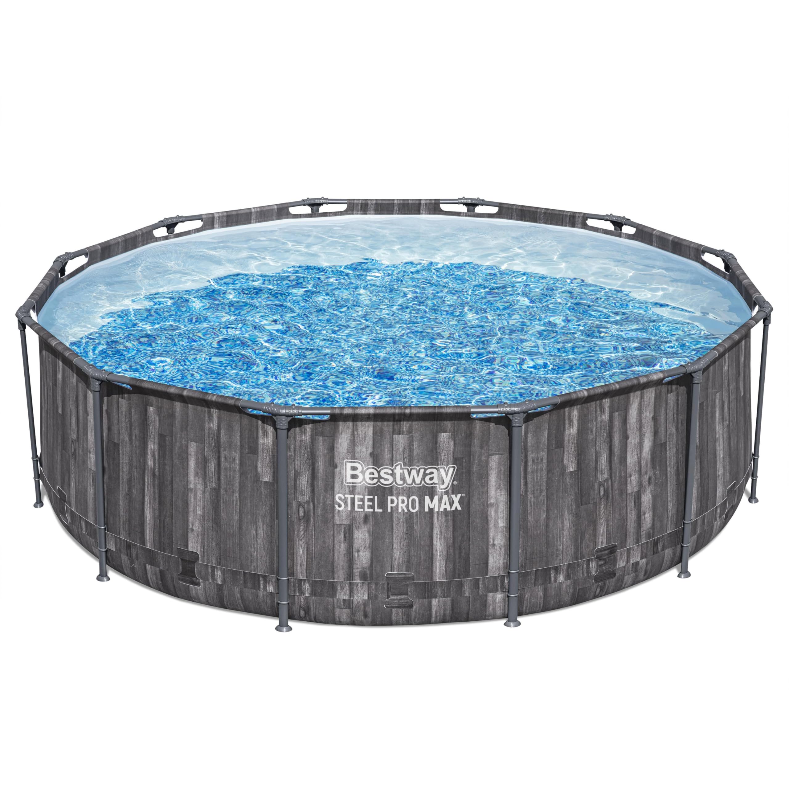 Bestway Aufstellpool rund 366x100 cm Set mit Filterpumpe Holz-Optik 9150 L TriTech-Material