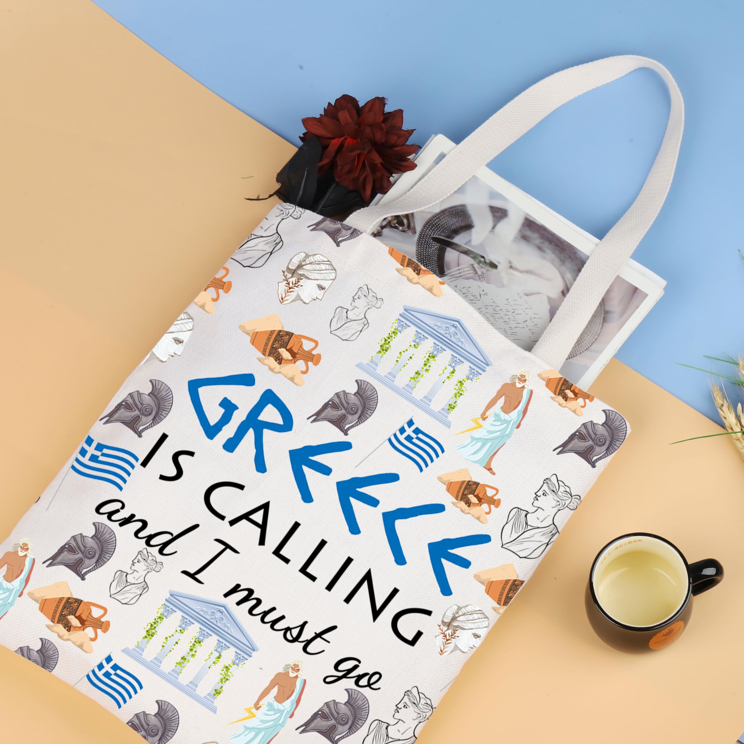 Greece is Calling and I Must Go Greece Makeup Bag Greece Family Trip Gift Greek Vocation Cosmetic Bag Greece Travel Bag (Greece is Calling Tote Bag 1UK) - Image 3