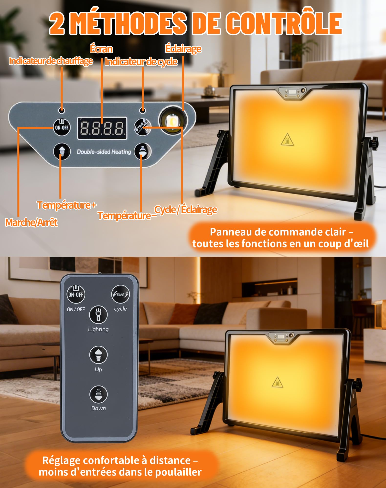 Plaque Chauffante pour Poussin 41x30cm 180W avec Thermostat et Télécommande, Chauffage Poulailler 30–75 °C, Plaque Double Face pour Poules Canards Élevage de Volaille Chauffage Poussin