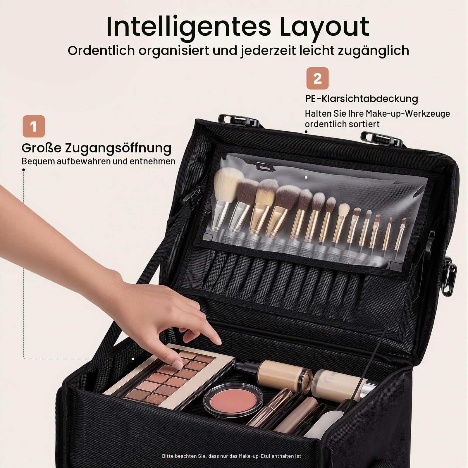 2 In 1 Kosmetik Trolley Multi-Function Friseurkoffer Professionelle Schwarz Kosmetikkoffer Beauty Tools Trolley mit 8 Herausnehmbare Schubladen und Rollen für Friseuren, Nageltechnikern, Kosm