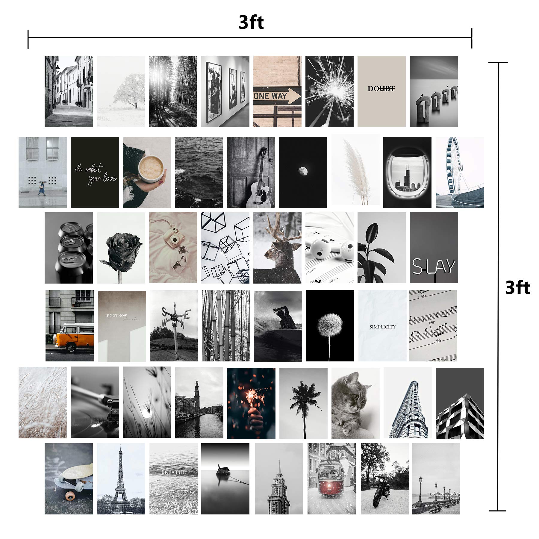 Buy KOSKIMER Black White Wall Collage Kit Aesthetic Pictures, 50 Set 4x6 Inch,Black and White