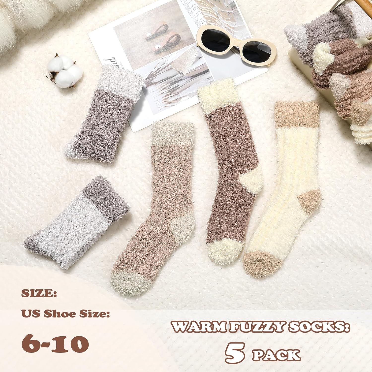 Premillow Fuzzy Socks for Women, Winter Warm & Cozy Fluffy Socks Womens Ultra Soft Sleeping Slipper Sock for Women Gifts - Image 3