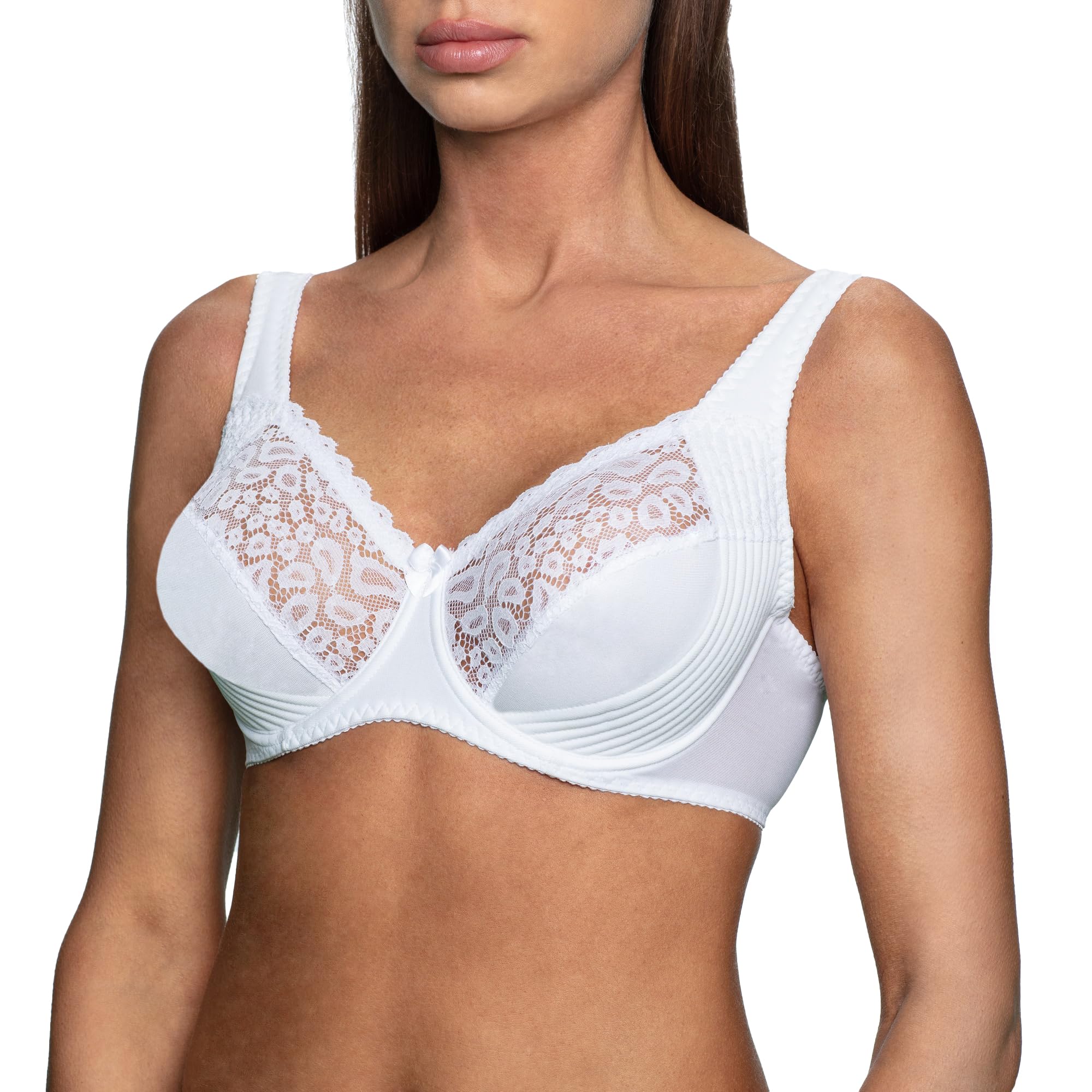 frugue Women's Minimiser Bra Underwired with Side Support Full Coverage Plus Size Ladies White UK 44 DD