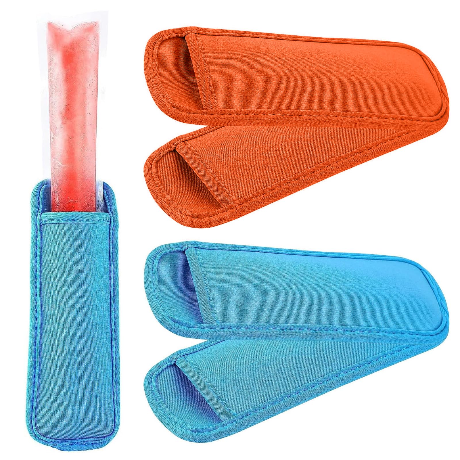 YAZANY Ice Pop Holders, 4 Pcs Reusable Blue Ice Pop Bags, Popsicle Holder Bags for Kids, No Drip, Antifreezing Sleeves for Kids Party Drink