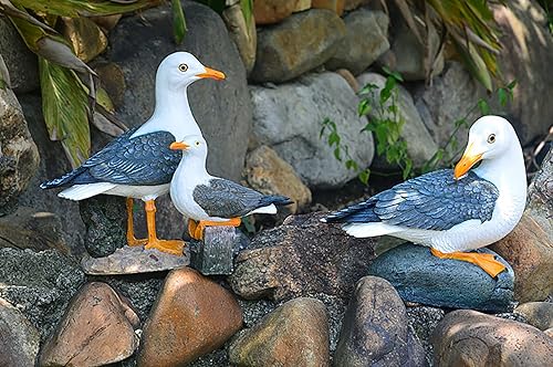 Miniatura 4 de Estatua real de gaviota para exteriores, escultura de pájaro de jardín, decoración de estatua de playa, adornos de aves marinas de resina,