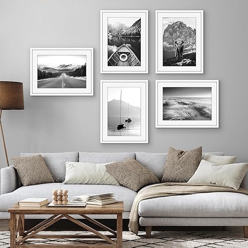 Vista 679 de Americanflat Portarretratos de 5 x 6 pulgadas con plexiglás pulido, juego de 5 portarretratos de 2 x 3 pulgadas con paspartú o para fotos de 5 x 6