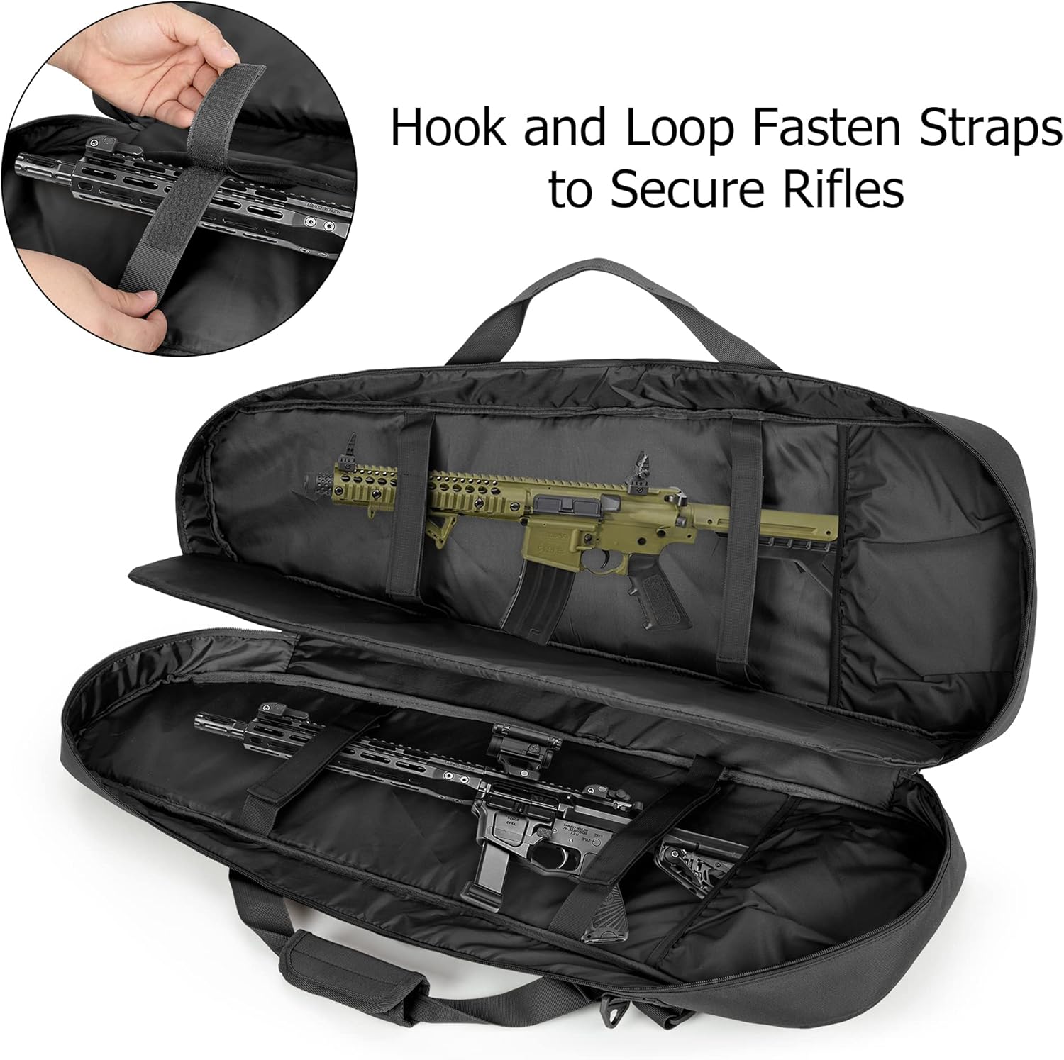DSLEAF Double Short Barrel Rifle Case for 32” Rifles, Soft Tactical Rifle Backpack & Padded Rifle Bag for Hunting and Shooting - Image 2